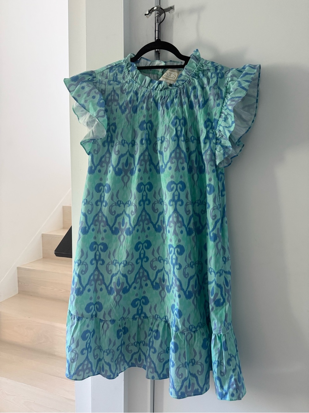 Sail to Sable Mint and Teal Ikat Mini Dress - Picture 1 of 5